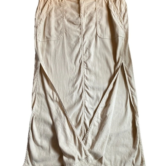 American Eagle Linen Cotton Blend Low Rise Maxi Skirt with High Slits - Picture 2 of 8